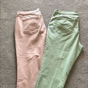 a.n.a Women's Straight Leg Jeans in Pink and Green Bundle